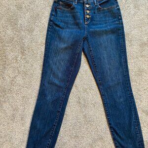 Loft Jeans Curvy High Waist Skinny Blue High Rise Raw Hem Womens 4 Ladies